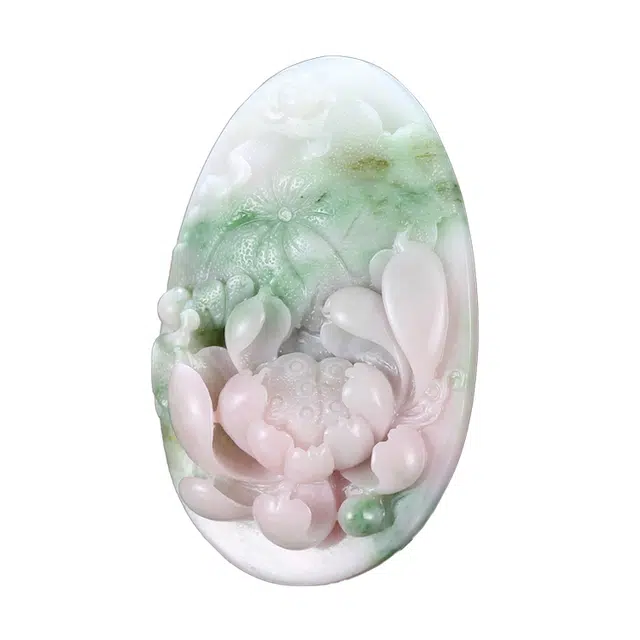 玉说 古风镂空荷花 栩栩如生 独山玉 玉石吊坠 男女同款情侣款