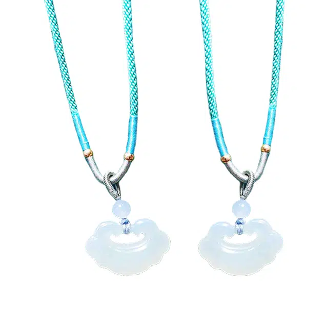 舒杰 羊脂白如意锁项链 和田玉 复古中式风 男女同款情侣款 白玉