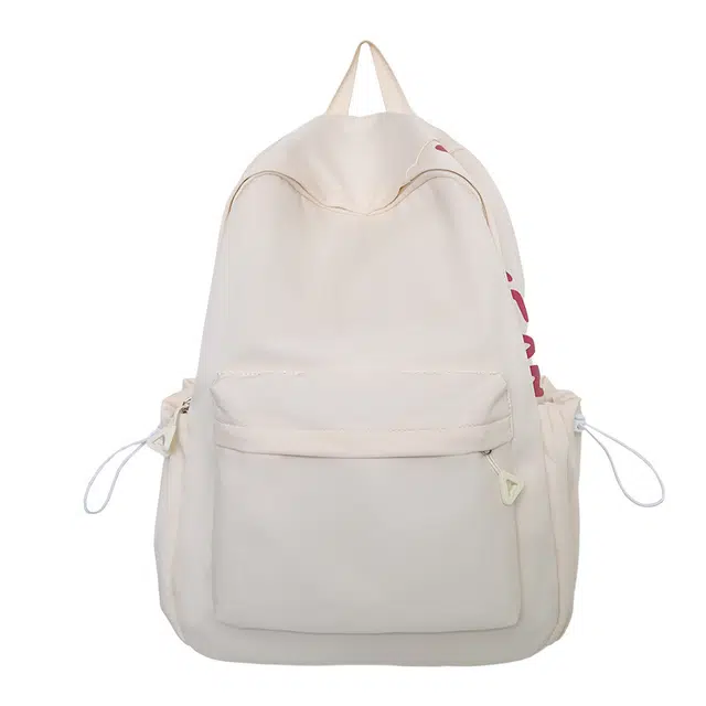 爱尔绅特 纯色休闲字母学生通勤轻盈街头潮流 尼龙 双肩包 大号 女款 白色/黑色