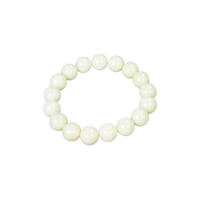 舒杰 且末白圆珠手串 和田玉 简约中式设计 男女同款情侣款 白玉