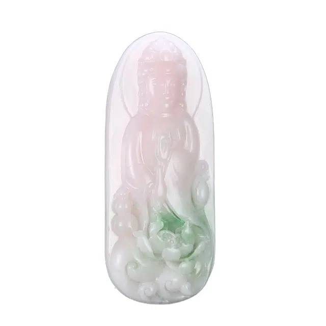 玉说 古风荷花观音 娇艳粉色 独山玉 玉石吊坠 男女同款情侣款