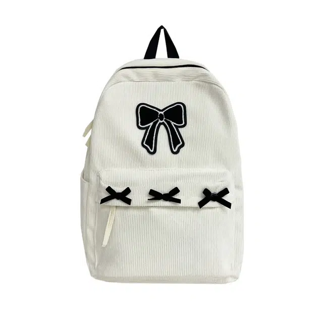 度森袋鼠 高颜值高中大学生简约小众百搭 尼龙 双肩包 女款 白色/黑色