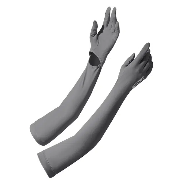 浪莎 冰丝袖套手套一体户外出游开车练车司机外卖护肘防滑可触屏薄款冰袖 防晒袖 女款