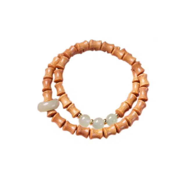 仙友 新中式竹节双圈创意文玩佛珠手持把玩 木作 手串 男女同款情侣款 芭比檀香