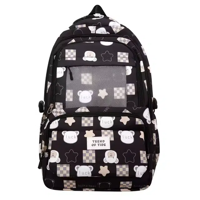 尊梵 大容量卡通印花双肩包布包简约休闲背包电脑