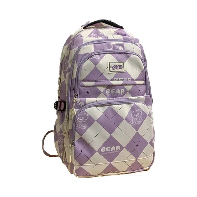 尊梵 简约大容量旅行休闲日系初中生高中大学生书包 尼龙 双肩包 女款 多色