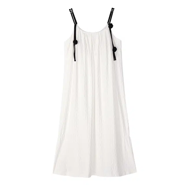 歌倩雅 简约带胸垫吊带甜美时尚休闲可外穿睡裙 女款 白色