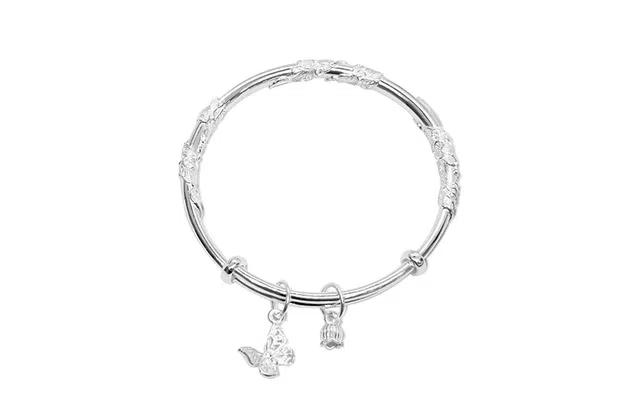 水贝之星 繁花似锦 复古国风甜美森系小清新精致萌趣可爱猫咪铃铛流苏推拉可调节手饰 合金 手镯 男女同款情侣款