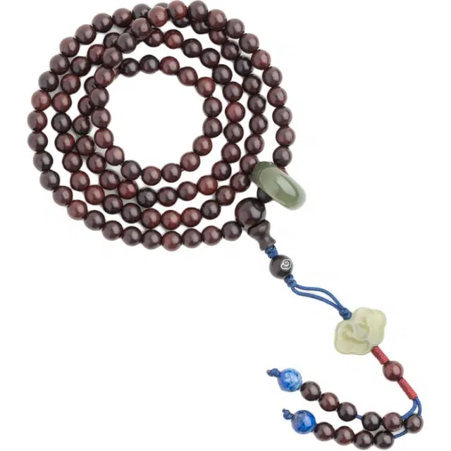 仙源 云纹 带跑环多圈高级感新中式木质 文玩圆珠盘玩 平安福 木作 手串 男女同款情侣款 紫檀