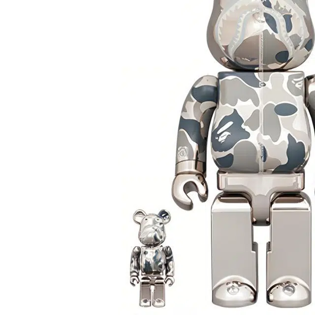 BE@RBRICK x BAPE Camo Shark Silver