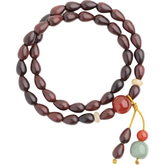 仙源 水滴珠双圈 轻奢精致感国风文玩盘玩 平安福 玛瑙 木作手串 男女同款情侣款 紫檀