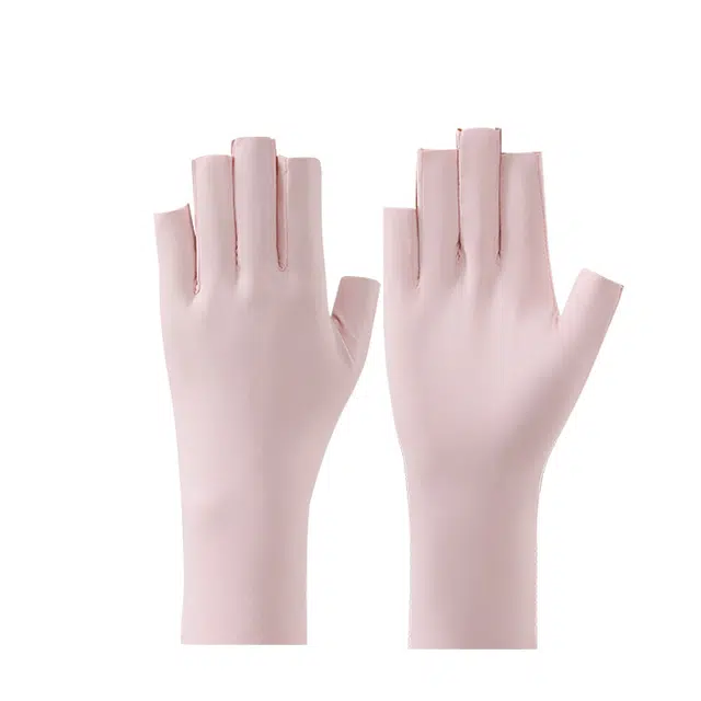 南极人 防紫外线防烤黑防晒露指照灯做指甲薄款冰丝半指 美甲手套 女款