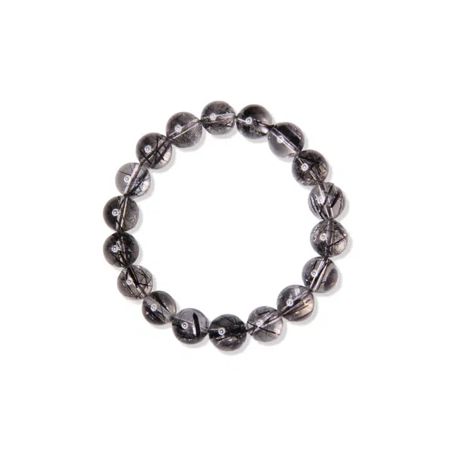 祥燕 精选高端孤品朋克风颗颗晶丝黑发晶 水晶 玉石手串 男女同款情侣款