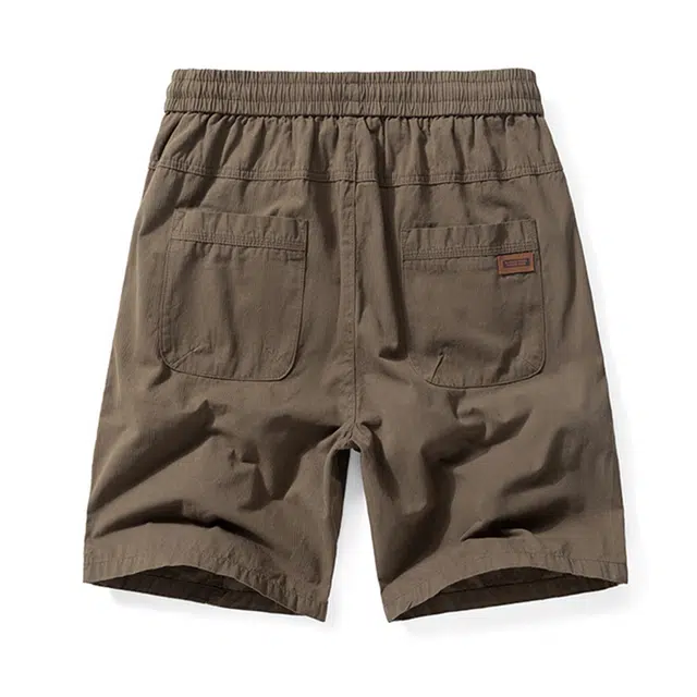 雅鹿 潮牌美式工装五分裤百搭纯棉中腰系带薄款纯色简约休闲短裤 男款