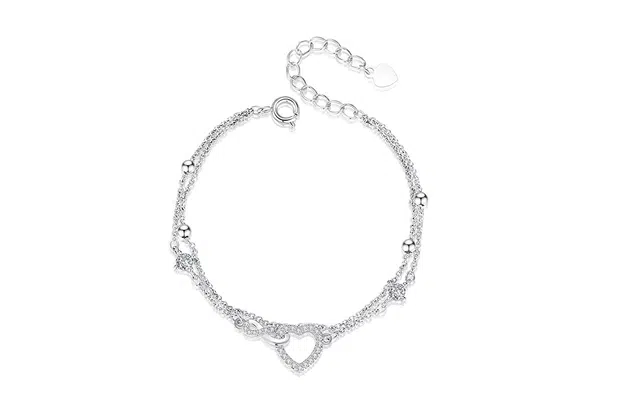 银千惠 怦然心动 新中式转运珠国潮莫比乌斯环闪锆手腕链甜美风心形双层叠戴链冷淡风小众百搭可调节手饰 高级感 手链 女款 礼盒装