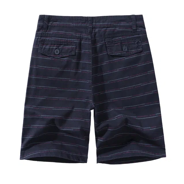 雅鹿 条纹纯棉百搭薄款宽松中腰潮牌简约沙滩裤运动五分休闲短裤 男款