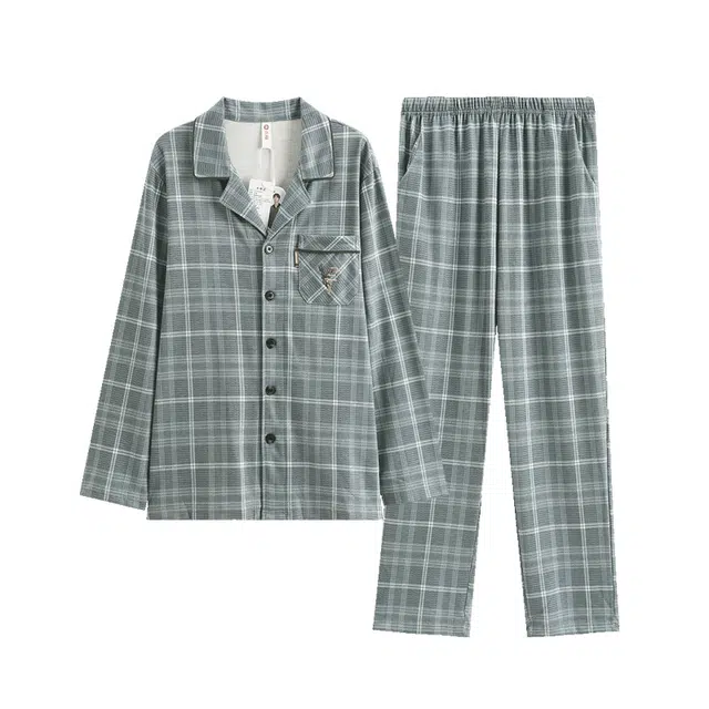 芬腾 长袖开衫宽松休闲春秋款睡衣套装 男款