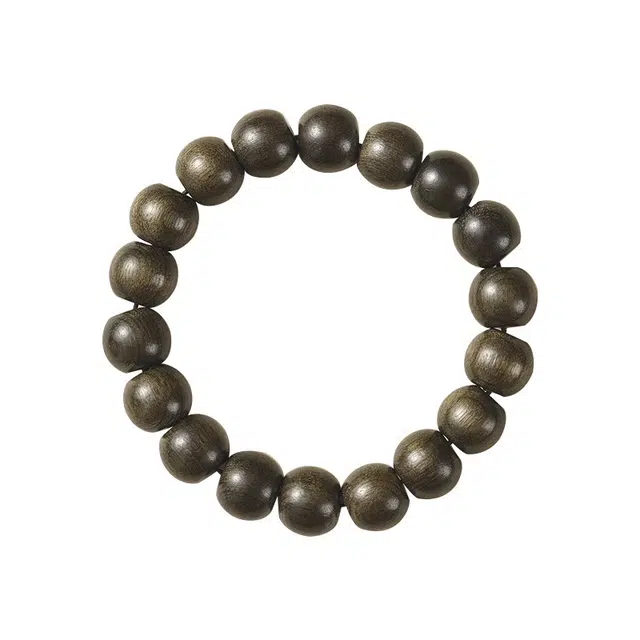 岁月静好 新中式复古民族风素雅禅意鼓珠念珠单圈文玩国潮平安纳福盘玩佛珠 阴沉木 木作手串 男女同款情侣款 阴沉木