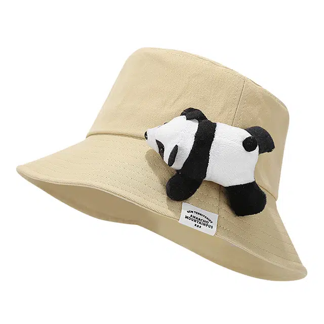 浪莎 卡通可爱熊猫公仔国风设计款文艺学院风小众盆帽 棉 渔夫帽 男女同款情侣款
