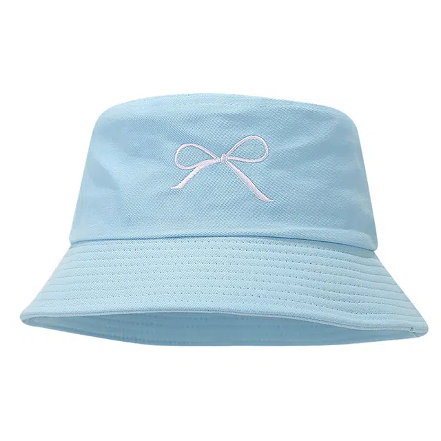 浪莎 潮流蝴蝶结刺绣文艺学院风马卡龙盆帽 棉 渔夫帽 男女同款情侣款