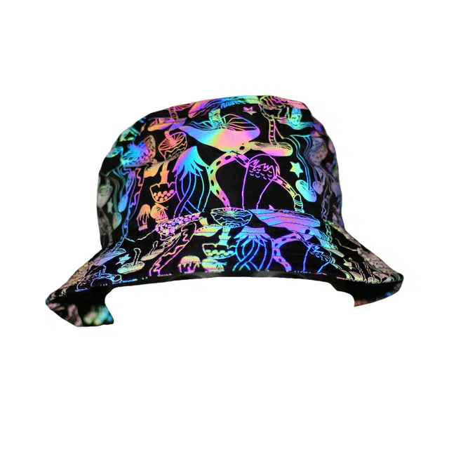 撞青春 七彩嘻哈夜光遮阳 炫彩反光面料 渔夫帽 男女同款情侣款