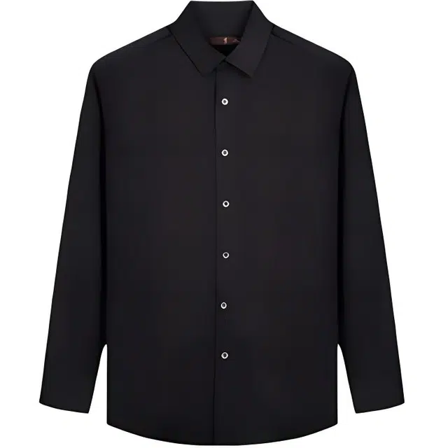 才子 纯色翻领纽扣修身加绒加厚长袖衬衫 男款