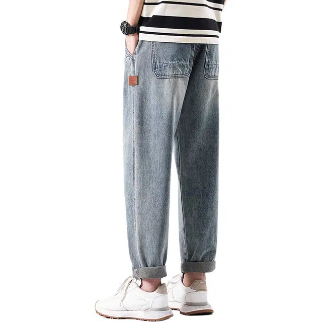 【dme】 复古宽松直筒户外日常通勤百搭牛仔裤 男款 浅蓝色