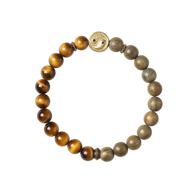 岁月静好 新中式复古民族风好运国潮森系文艺风显气质轻奢 合金 木作手串 男女同款情侣款 檀木