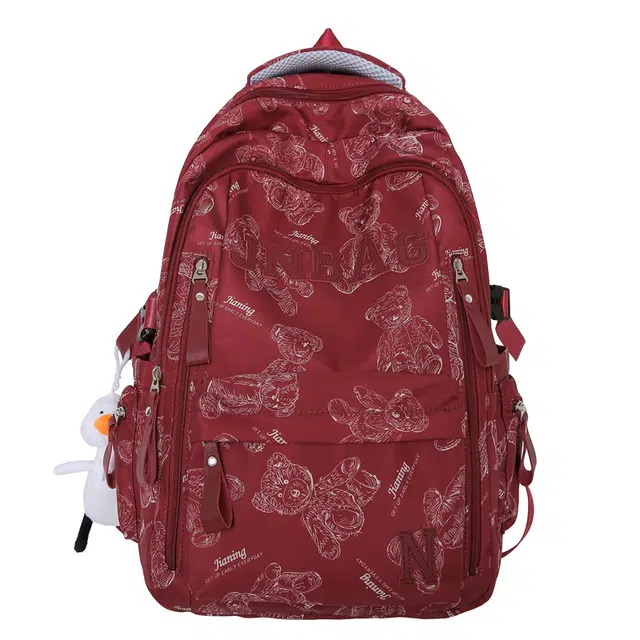 德力熊 简约百搭印花小熊小众设计电脑 双肩包 尼龙 多色 男女同款情侣款