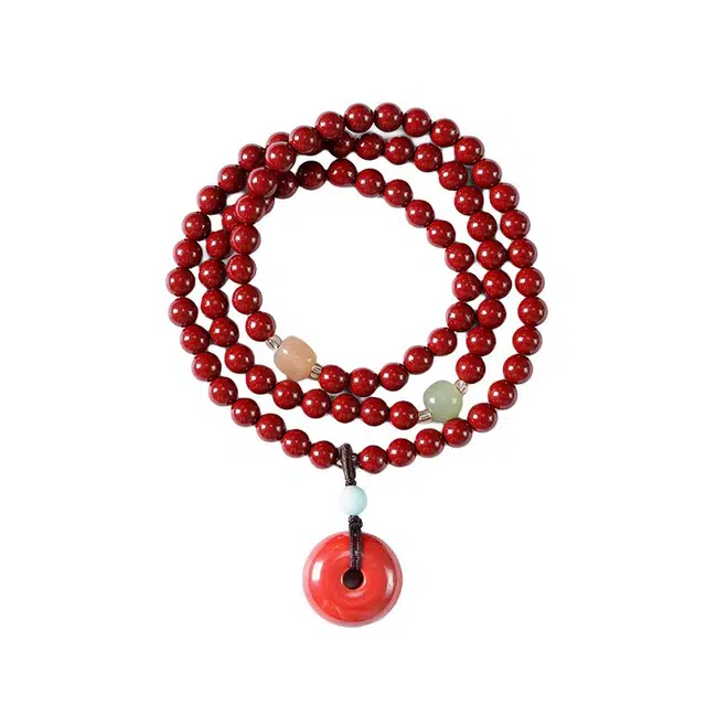 京华录 中式紫金砂多圈叠戴 国风转运平安扣 时来运转 招财纳福文玩佛珠 平安顺遂 朱砂 玉石手串 女款