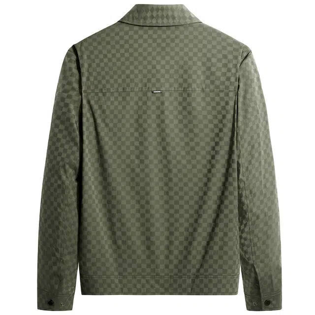 与狼共舞 潮流时尚百搭棋盘满印文艺舒适轻薄夹克外套 男款