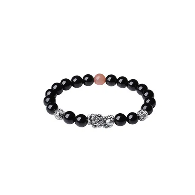 陌阡雪 招财貔貅 招财纳福转运珠国潮新中式高级精致款手工编织绳 黑曜石 手串 男女同款情侣款