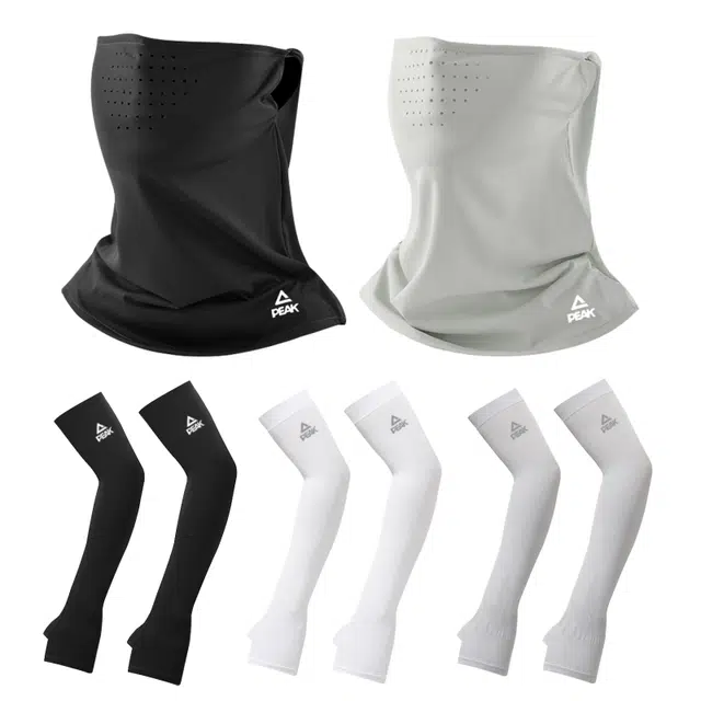 匹克 夏季户外全脸冰感透气防紫外线骑行钓鱼登山挂耳式抗菌亲肤袖套套装 锦纶 防晒面罩 男女同款情侣款