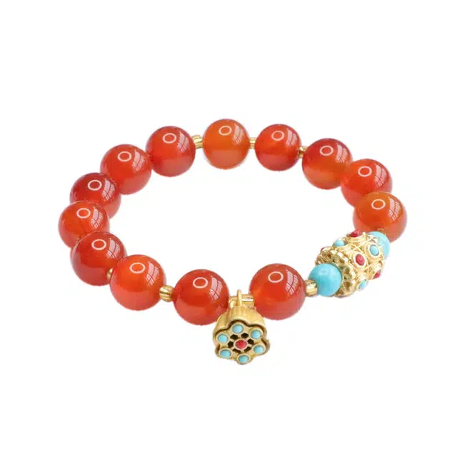 京华录 新中式好运莲莲考试上岸转运珠 古风栖霞寺文玩念珠 本命年守护招桃花 学业有成 玛瑙 玉石手链 男女同款情侣款