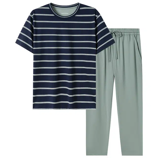 舒雅 抑菌防晒凉感睡衣套装 男款 宝蓝