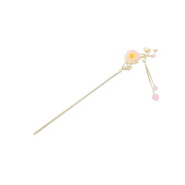 大唐国鼎 白牡丹 浪漫新中式轻奢小众国风 精致高级感步摇流苏 温柔气质甜美大气 发簪 女款