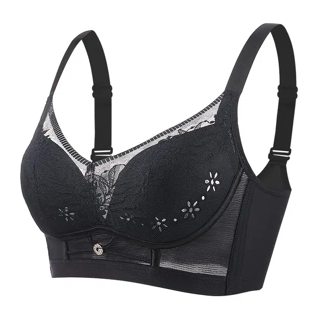 草本初色 少女内衣女性感蕾丝聚拢小胸收副乳调整型无钢圈女学生薄款透气文胸 女款