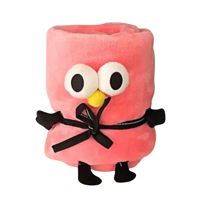 狐狸仙 多巴胺大眼仔毛绒空调毯子 便携式牛奶绒卷毯 玩偶周边