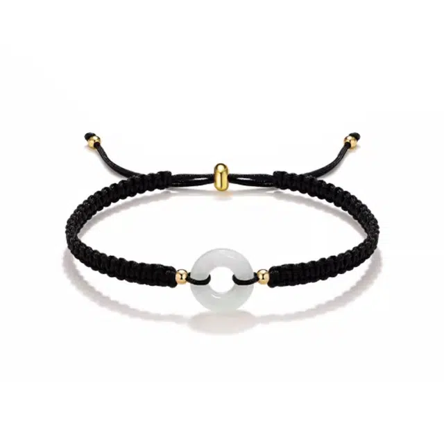 谧月珠宝 事事顺心平安扣编绳链  转运平安招财进宝 小众创意设计感好运连连手编 玛瑙 手链 男女同款情侣款