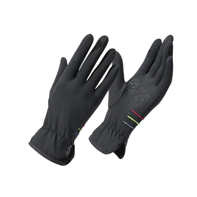 俞兆林 遮阳防紫外线户外出行登山攀岩开车骑行电动车摩托车外卖钓鱼漏二指可触屏透气防滑加长护腕冰丝凉感 锦纶 防晒手套 女款