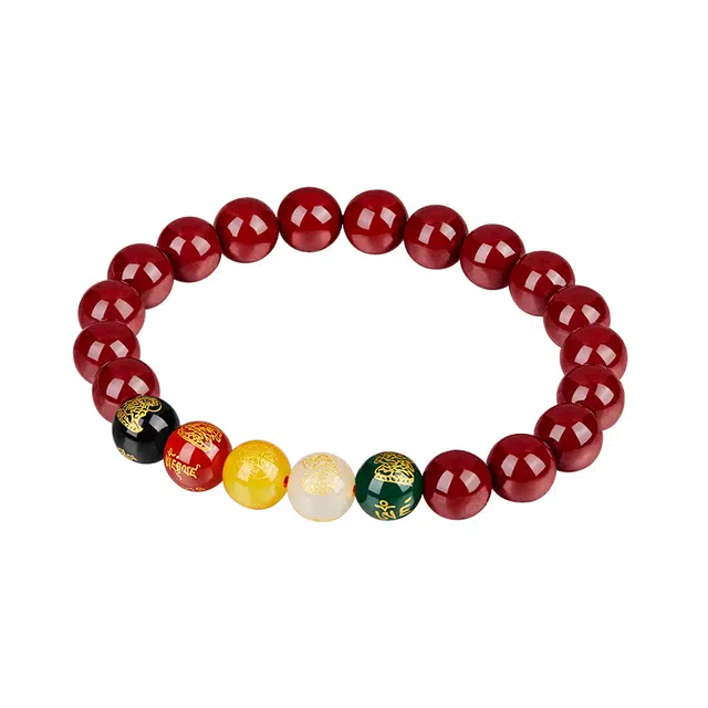 迷颂玛 五路财神 国风新中式轻奢简约款 朱砂 玉石手串 男女同款情侣款