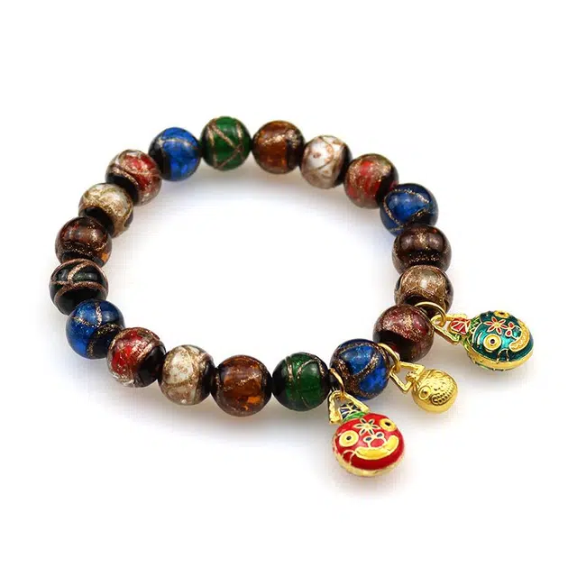 京华录 香灰吞金兽 中式小众国潮十全十美招财纳福文玩念珠 轻奢小众多宝 转运 紫气东来 琉璃 玉石手串 男女同款情侣款