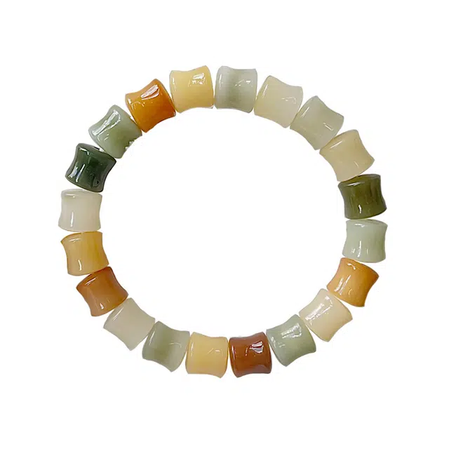 岁月静好 新中式国潮复古民族风单圈节节高升竹节学生解压绕指柔盘玩佛珠文玩念珠 菩提根 手串 男女同款情侣款