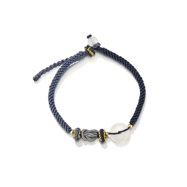 谧月珠宝 新中式平安扣复古高级感小众清新国潮通勤 玛瑙 玉石手链 男女同款情侣款