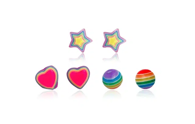 大唐国鼎 五彩糖果 多巴胺三件套 小众精美 造型设计 高级甜蜜饰爱 轻奢时尚 合金 耳钉 女款