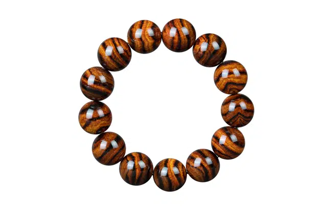 檀欣 国潮新中式 经典虎皮纹单圈文玩佛珠 高档复古轻奢简约大气盘玩念珠 花梨木 木作手串 男款 花梨木