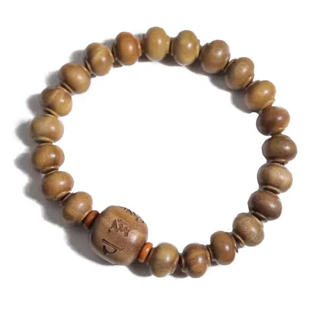 吉千年 复古木佛珠灯笼珠六字箴言文玩 木作 手串 男女同款情侣款 绿檀