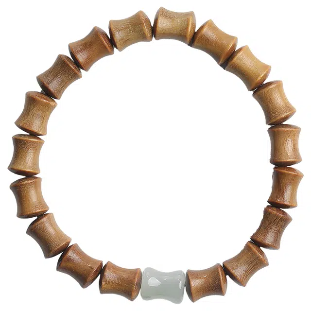 月印百川 新中式国潮设计节节高竹节珠 盘玩古风转运念珠手把件 小众 手饰 檀木 木作手串 男女同款情侣款 绿檀