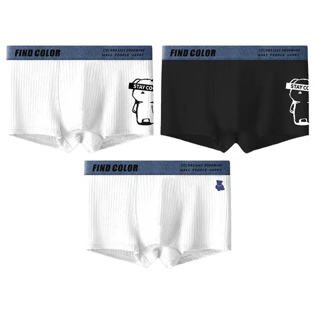 二三二三 卡通印花潮流四角裤抑菌透气舒适平角短裤内裤 男款 组合装