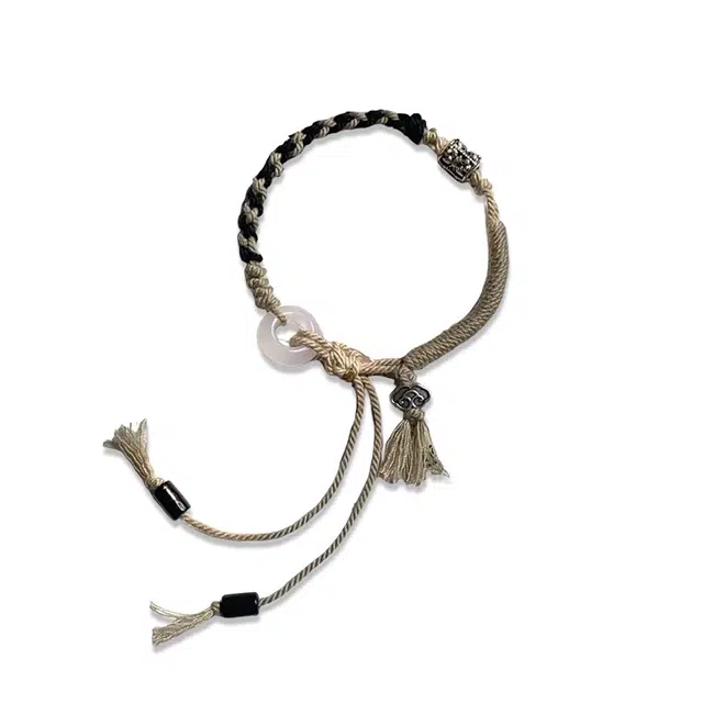 阡陌 墨染手绳 新中式国风国潮平安扣编织手绳 气质高级优雅小众设计感 男友女友礼盒 织物 手链 女款